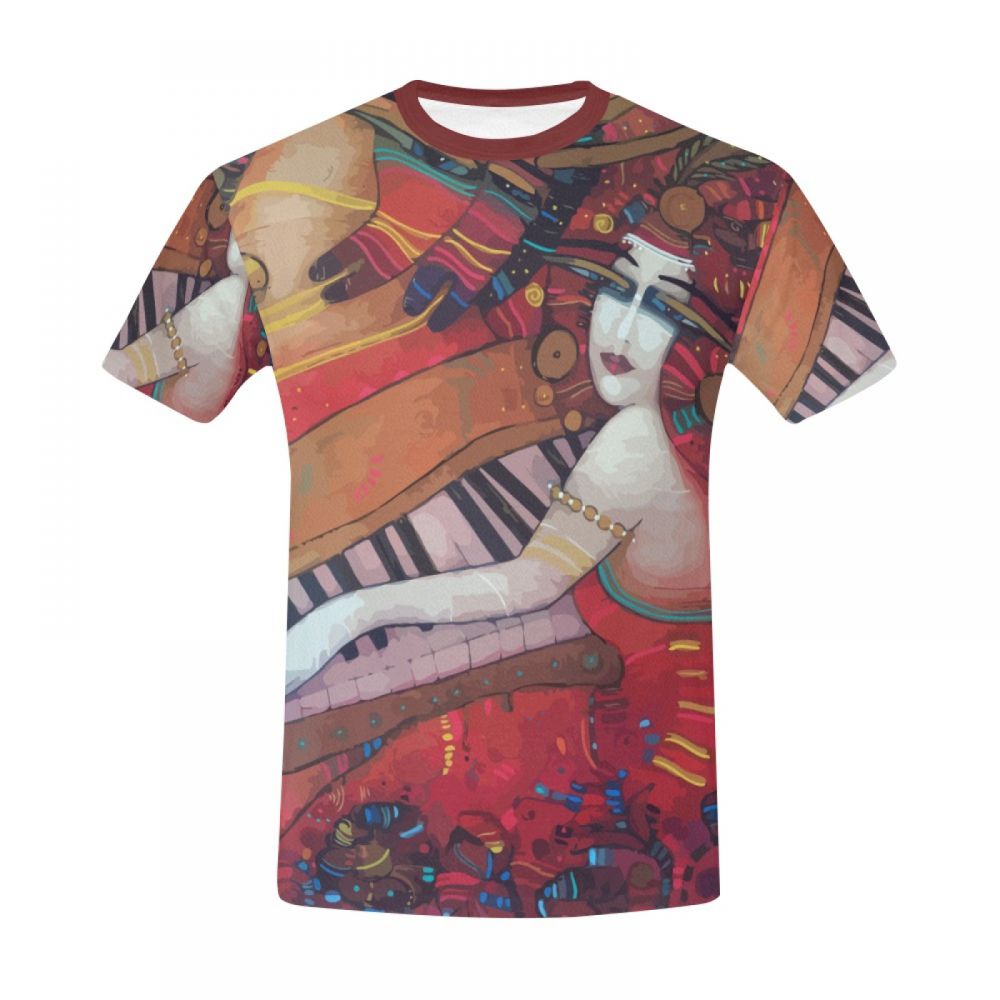 Camiseta Corta Chile Arte Rouge Chica Piano Hombre