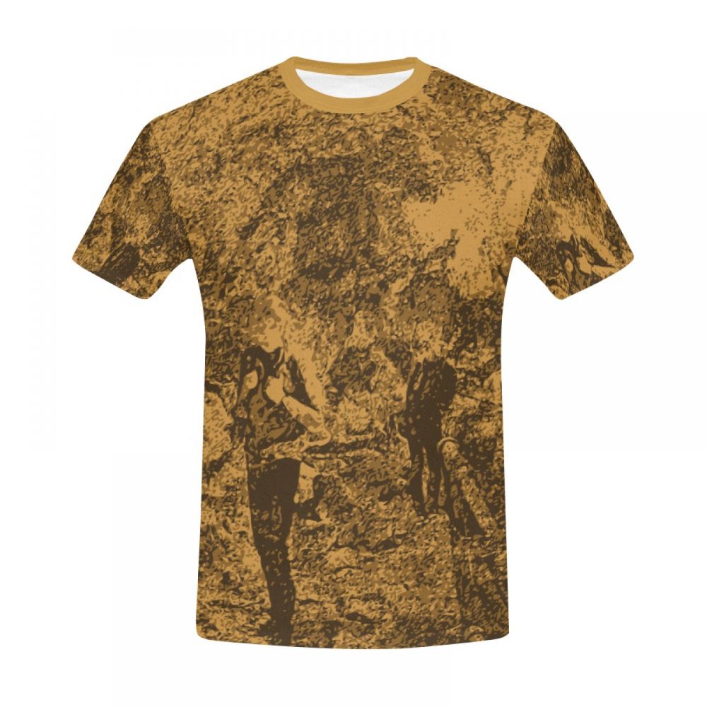 Camiseta Corta Chile Arte Digital Marrón Hombres Hombre