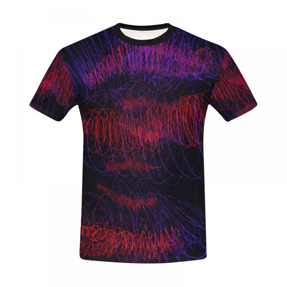 Camiseta Corta Chile Ondas De Sonido De Arte Rojo Hombre