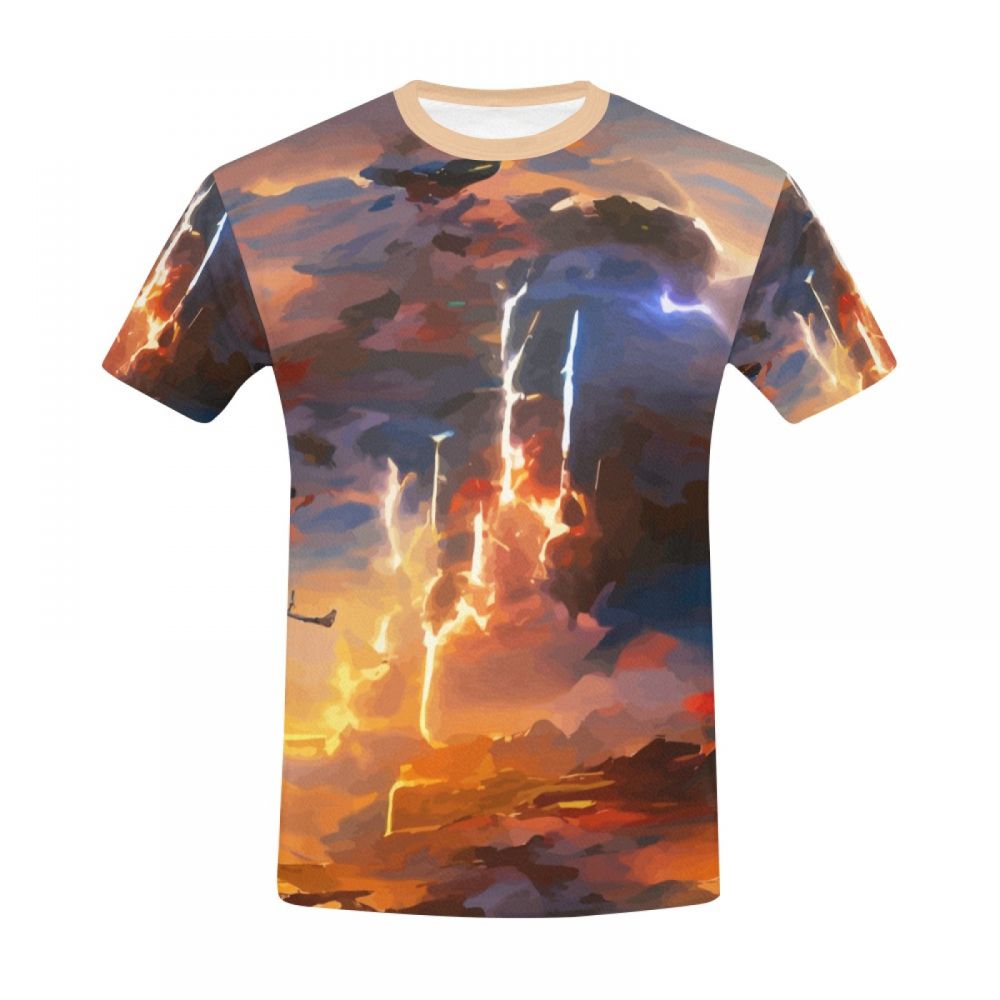 Camiseta Corta Chile Rayo De Arte En El Cielo Hombre