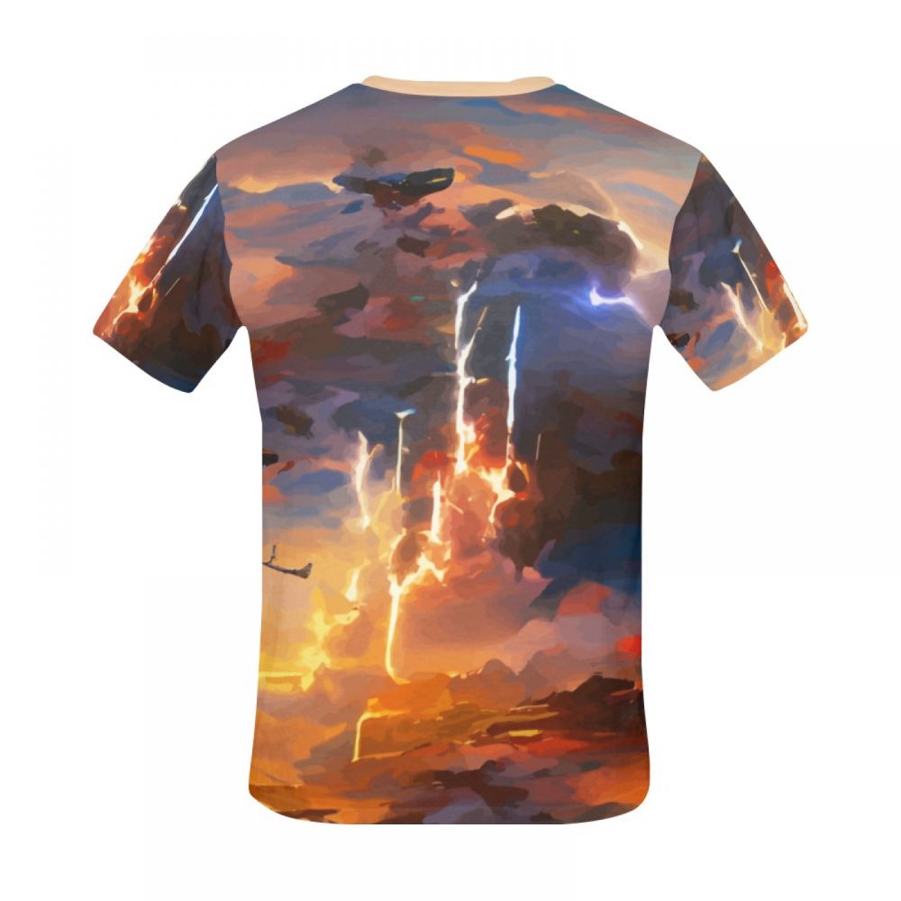 Camiseta Corta Chile Rayo De Arte En El Cielo Hombre