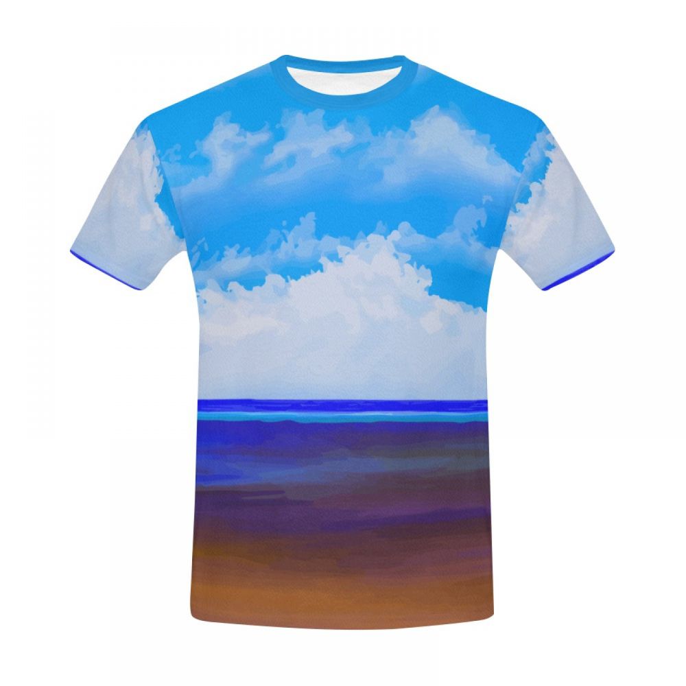 Camiseta Corta Chile Arte Playa Azul Cielo Hombre