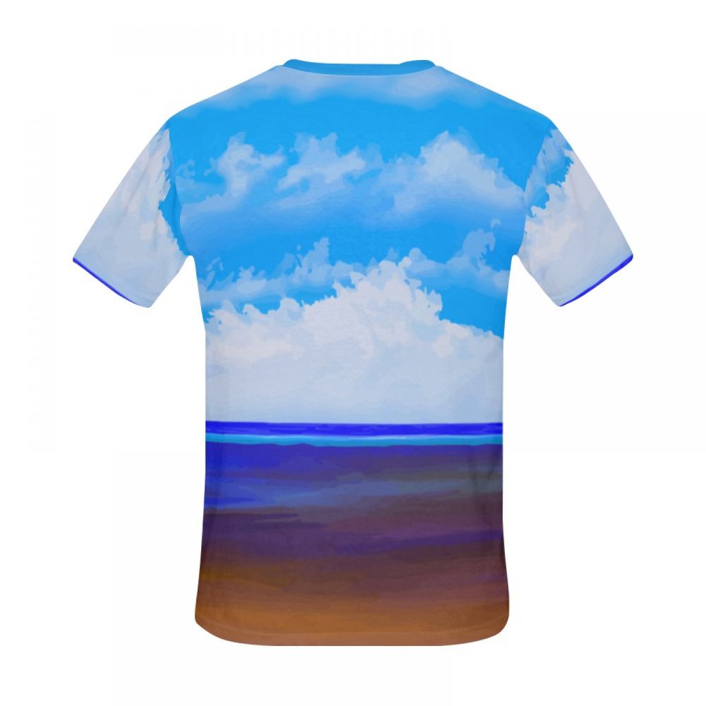 Camiseta Corta Chile Arte Playa Azul Cielo Hombre