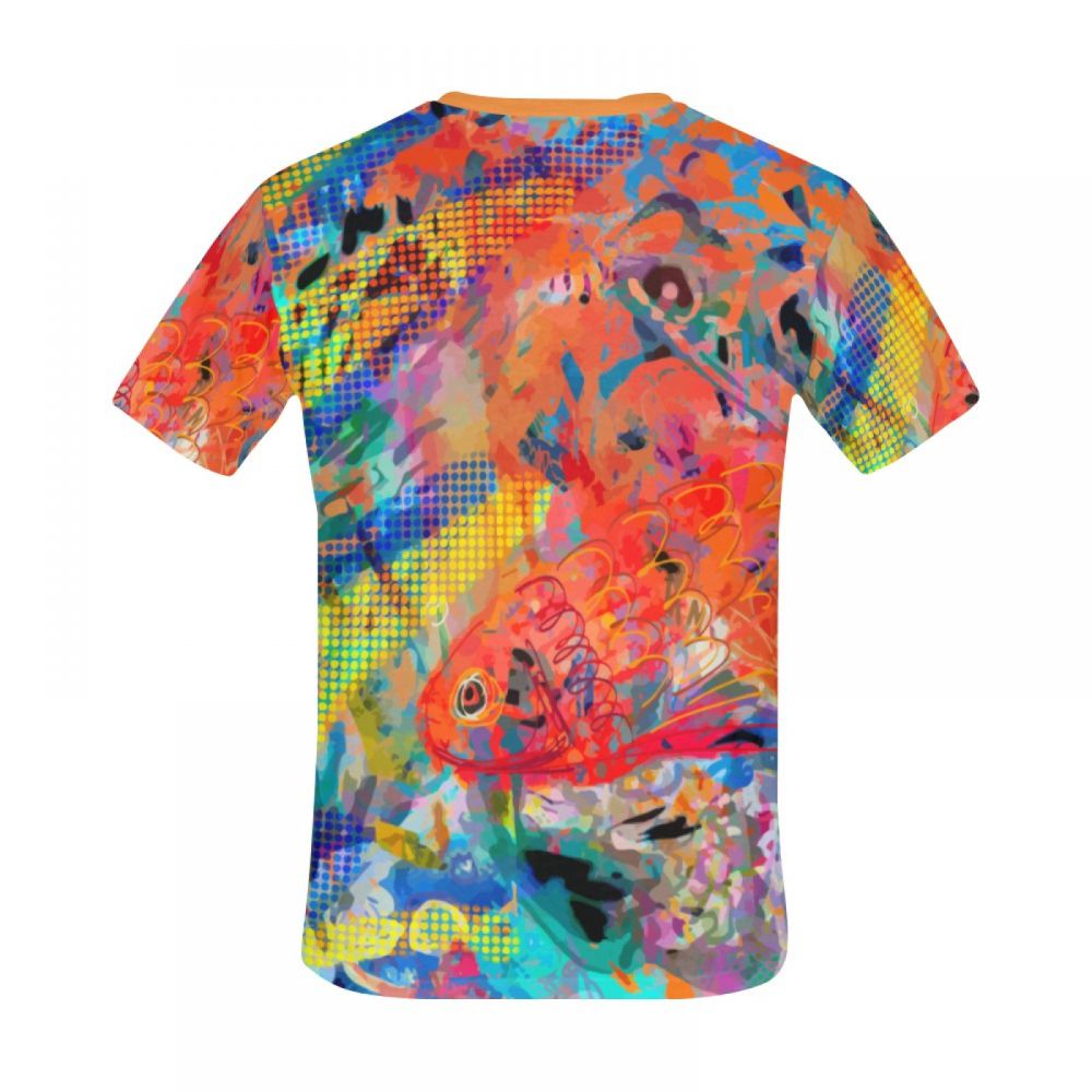 Camiseta Corta Chile Arte Abstracto Red Ripple Fish Hombre